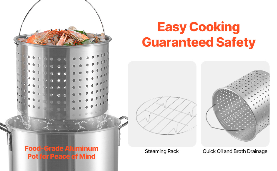 100 Qt Seafood Boiling Kit with Strainer Outdoor Crab Crawfish Cooking ...