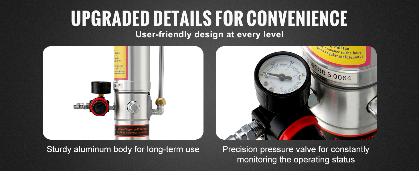 VEVOR Grease Pump, 50:1 Pressure Ratio Air Operated Grease Pump with 13 ...