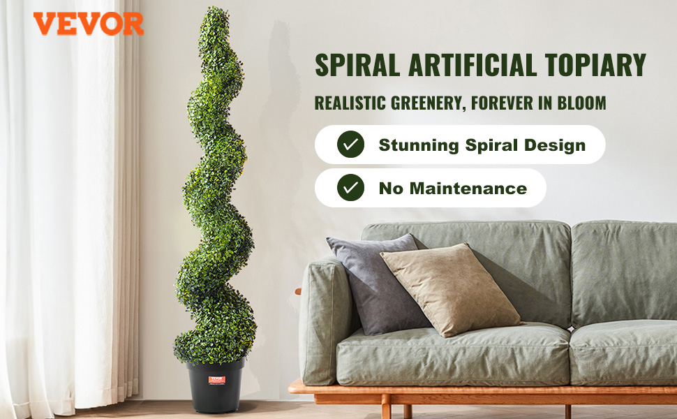 VEVOR 2 Pack 3' Artificial Boxwood Topiary Tree Faux Plant UV Decor In