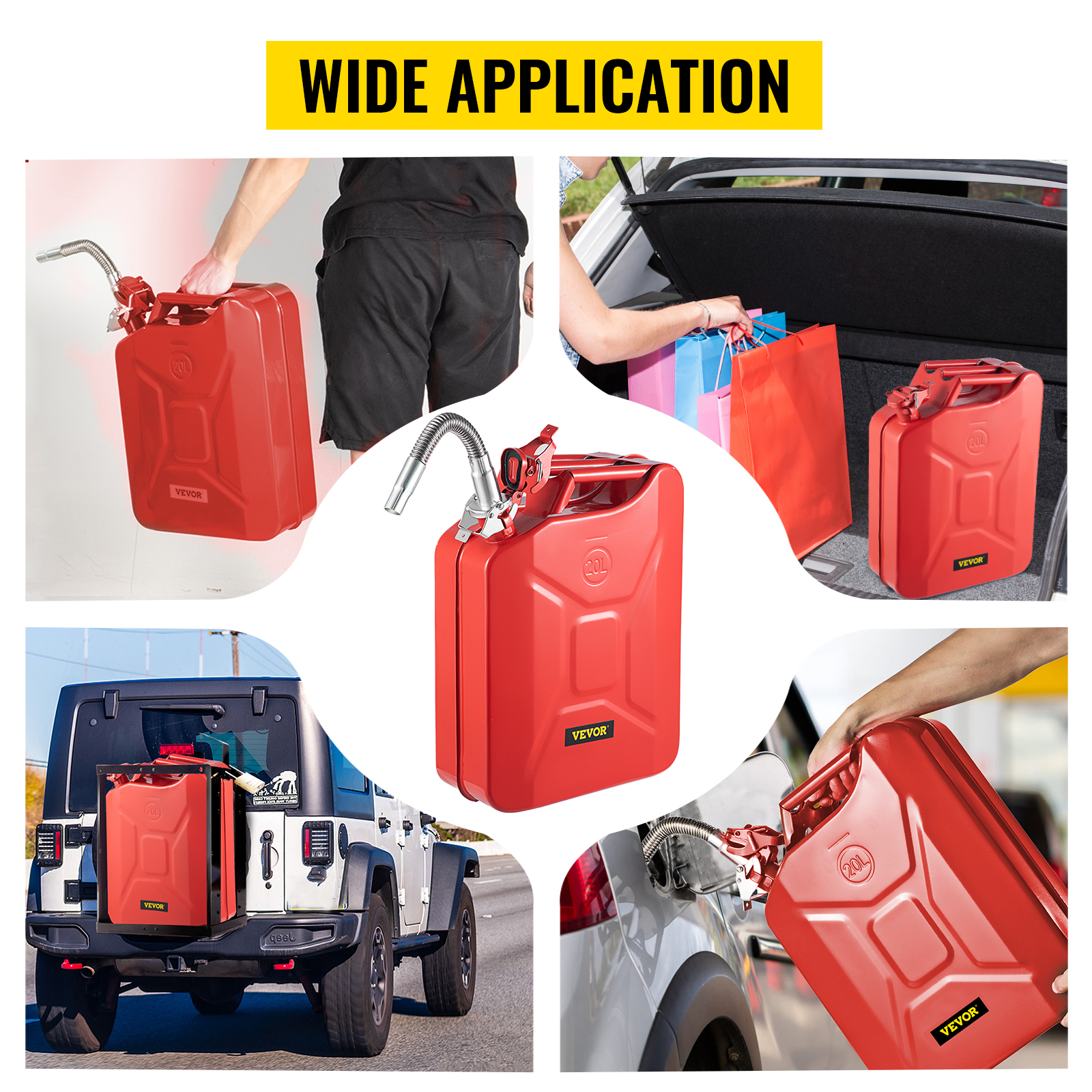 VEVOR Jerry Fuel Can, 5.3 Gallon / 20 L Portable Jerry Gas Can with ...