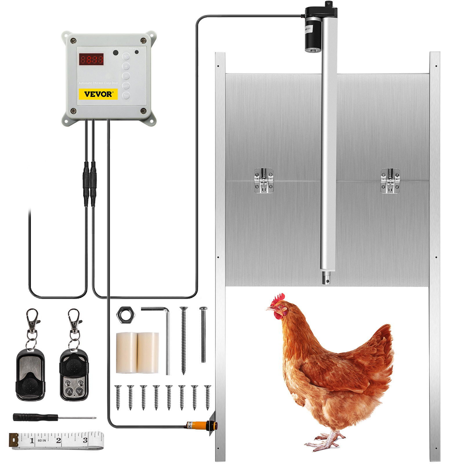 VEVOR Automatic Chicken Coop Door, Timer and Light Sensor Chicken Door ...