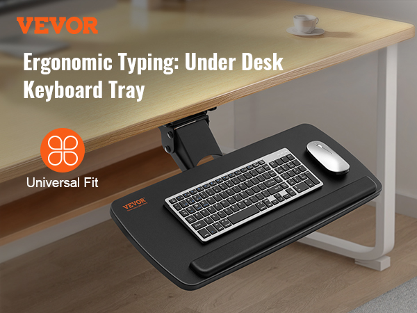 VEVOR Keyboard Tray under Desk Adjustable Height, Height and Angle ...