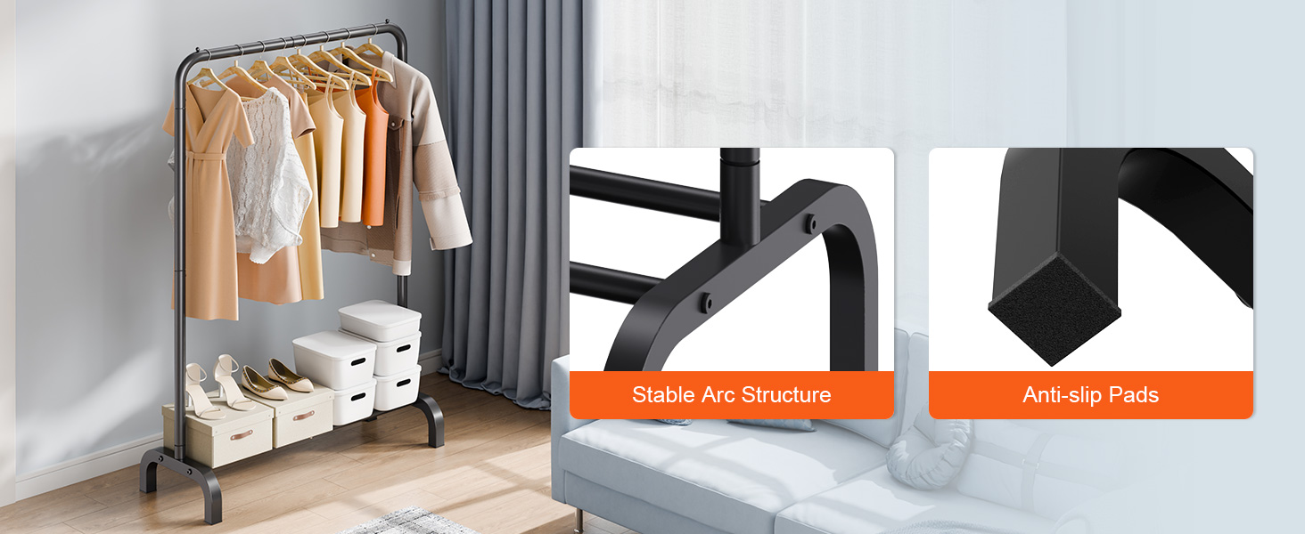 VEVOR Clothes Rack, Heavy Duty Clothing Garment Rack with Hanging Rod ...