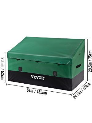 fioriera da terrazza VEVOR verde con fondo nero, dimensioni: 61 x 24,8 x 29,5 pollici.
