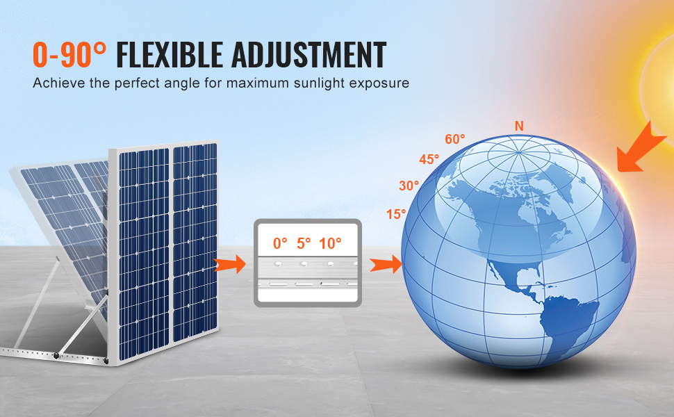 VEVOR 41-Inch Solar Panel Mount Brackets 0 - 90° Adjustable Tilt Mount ...