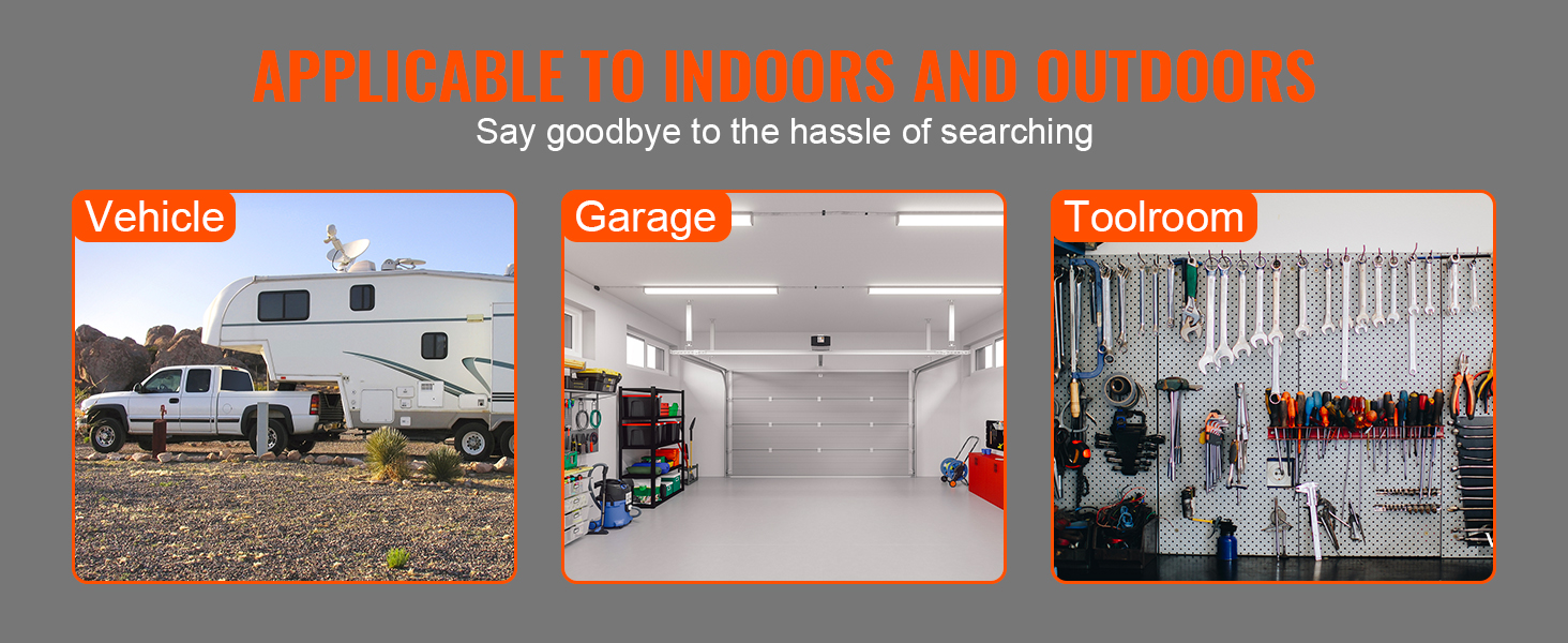 VEVOR truck bed tool box suitable for vehicles, garages, and toolrooms, for indoor and outdoor use.