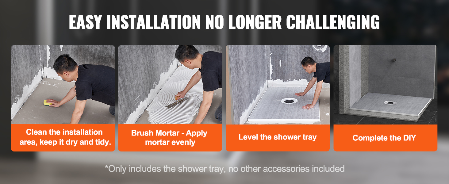 VEVOR Shower Curb Kit, 48"x48" Watertight Shower Curb Overlay With 4" PVC Centra