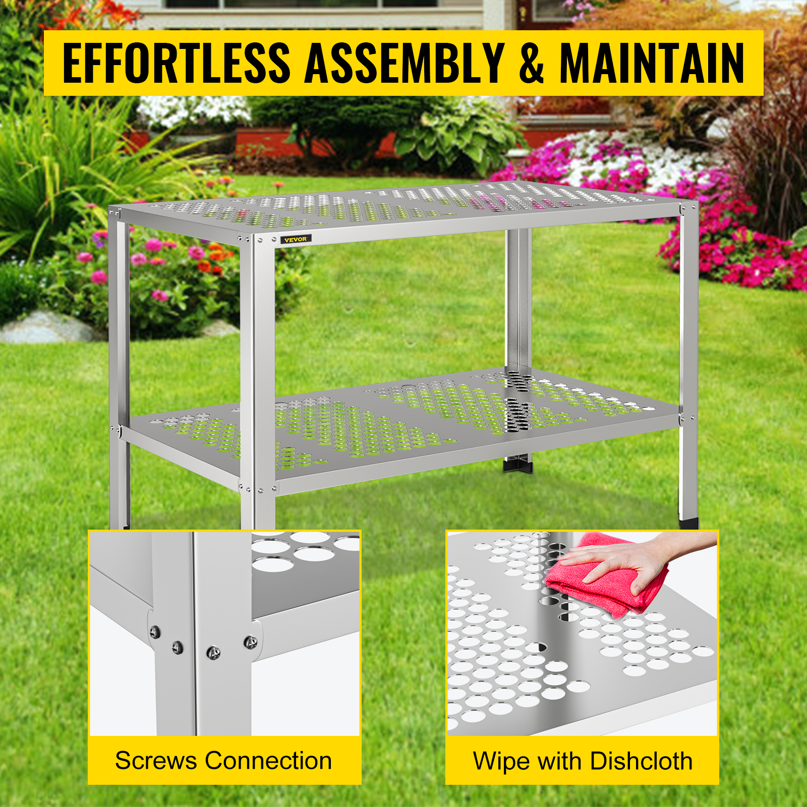 VEVOR Potting Bench, 42" L x 24" W x 32" H, Aluminum Alloy Outdoor ...
