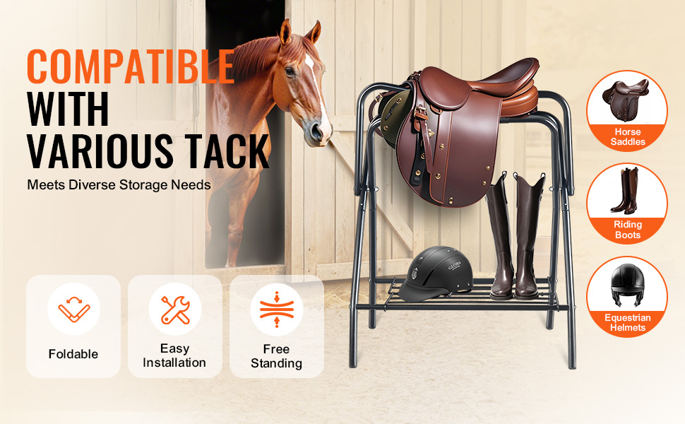 VEVOR Folding Saddle Rack Freestanding Horse Saddle Stand for English ...