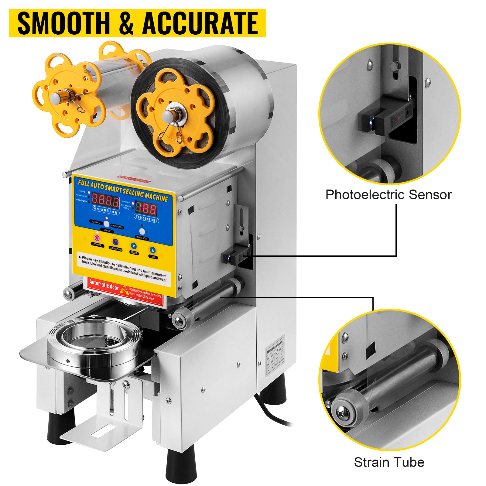 Machine à Sceller Les Gobelets Entièrement Automatique , 500-650 Gobelets/h, Pour Gobelets De 190 Mm De Hauteur Et 90/95 Mm, Machine à Thé électrique Avec Panneau De Commande LCD Numérique Pour Thé