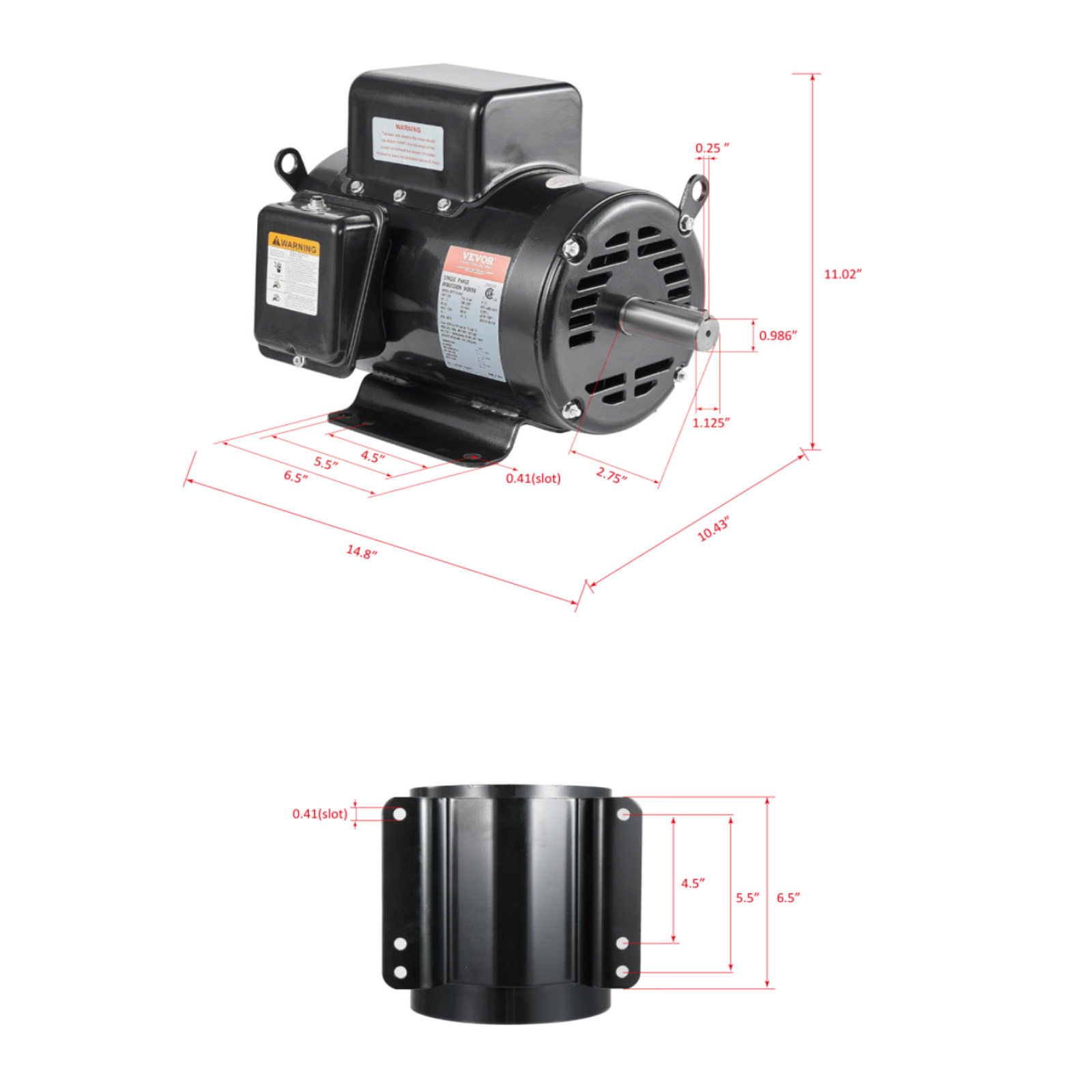 5HP Air Compressor Electric Motor 230V 25A 3450RPM 56Hz Frame CW/CCW ...