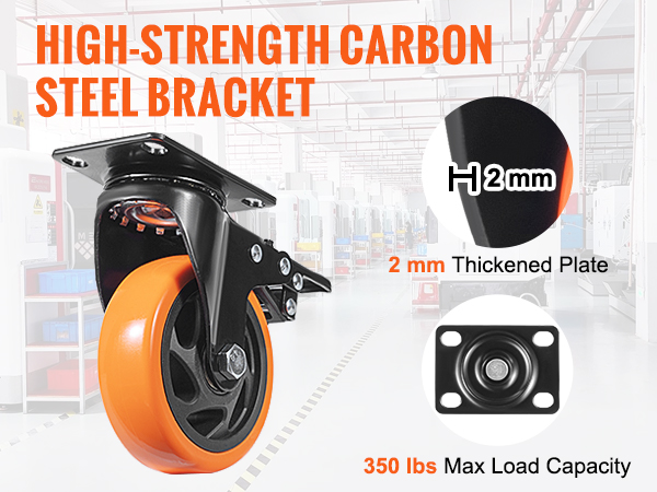 VEVOR Caster Wheels, 4-inch Swivel Plate Casters, Set of 4, with ...