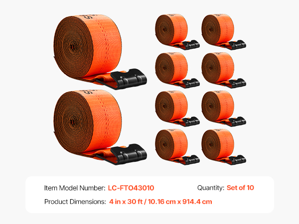 VEVOR Truck Straps 4" X30' Flatbed Straps Tie Down 15400lbs Load Capacity Flatbed Strap Cargo - View #3
