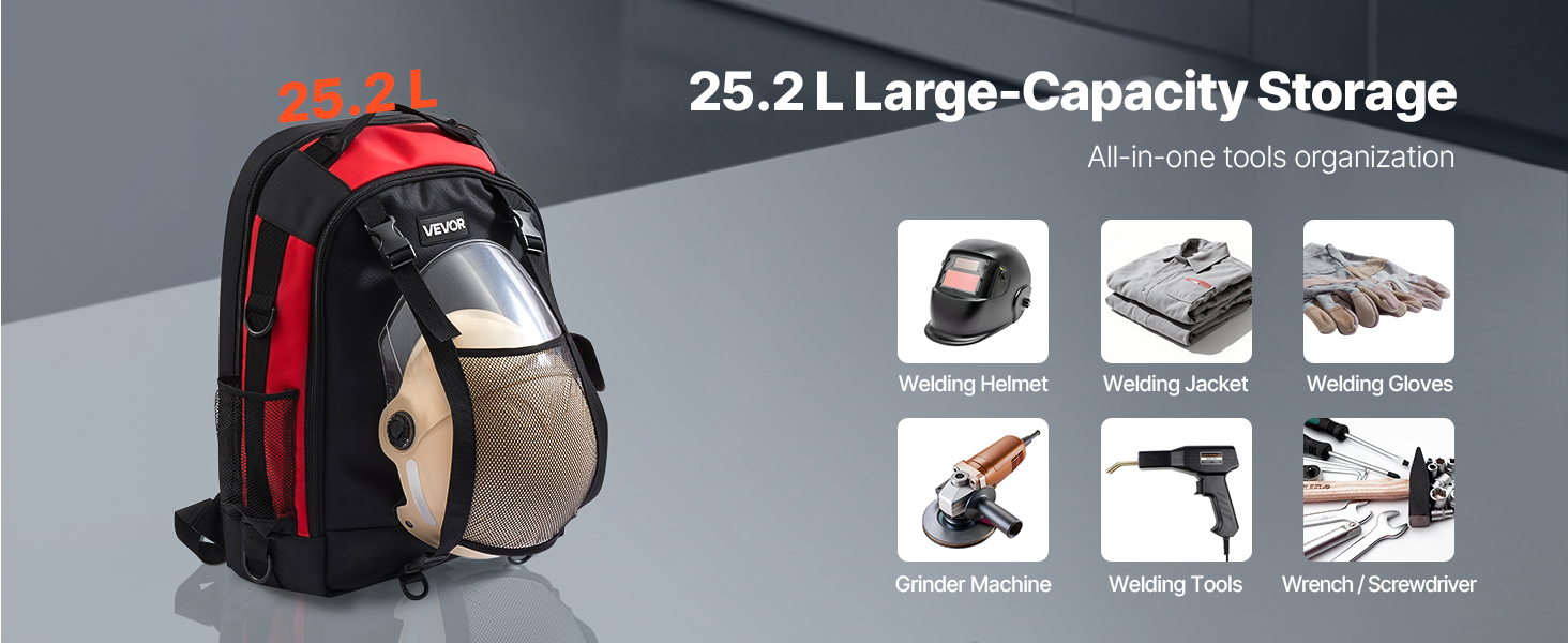 VEVOR 25.2L Welding Backpack 1680D Polyester Welder Backpack for Tool ...