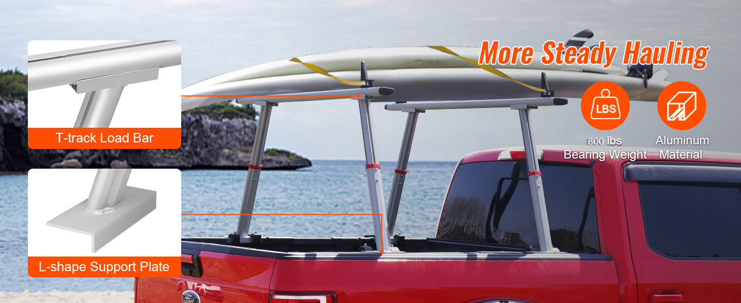 VEVOR Truck Rack, 800 lbs Capacity, 17-29in Adjustable Height, Aluminum ...