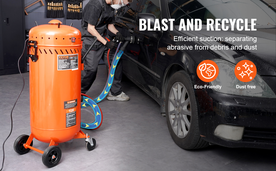 ALLSOURCE Vacuum Media Abrasive Blaster, 28 Gallon Fatigue - Jumbo