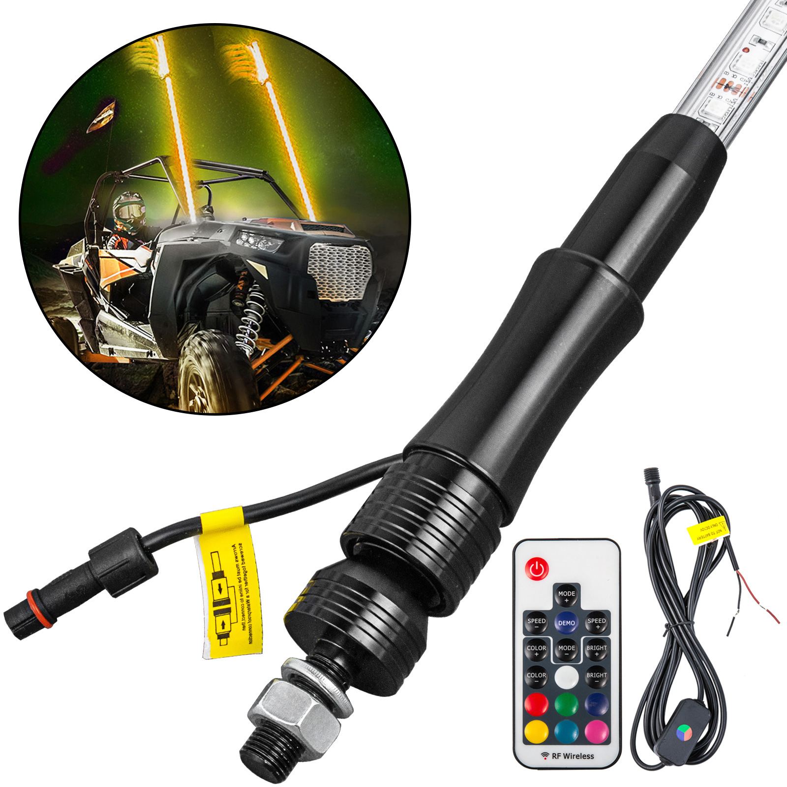 VEVOR Led Whip Lights for UTV 5ft Light Whip 1pc Off-Road Whip Remote ...