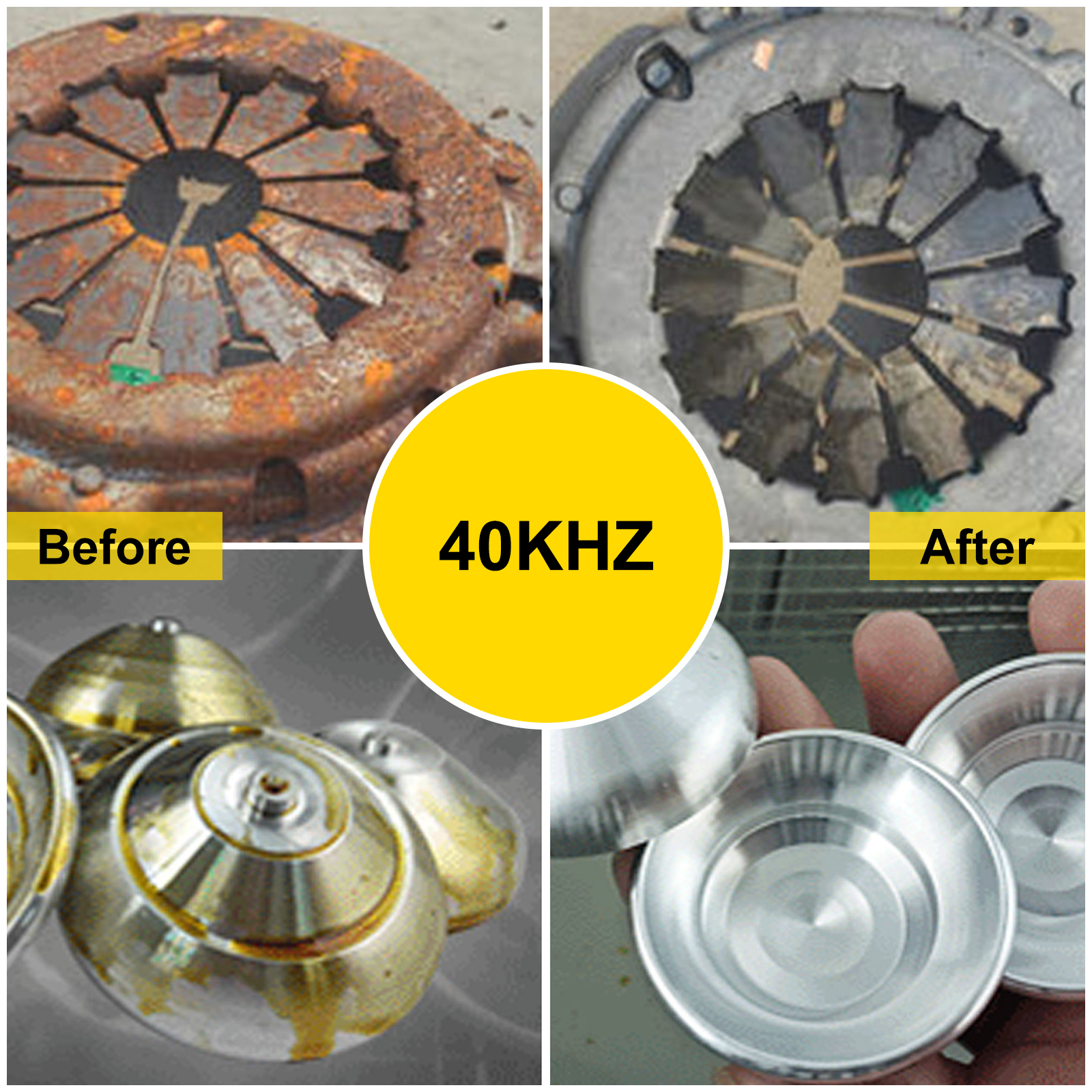 VEVOR ultrasonic cleaner removes rust, making metal parts shine like new.