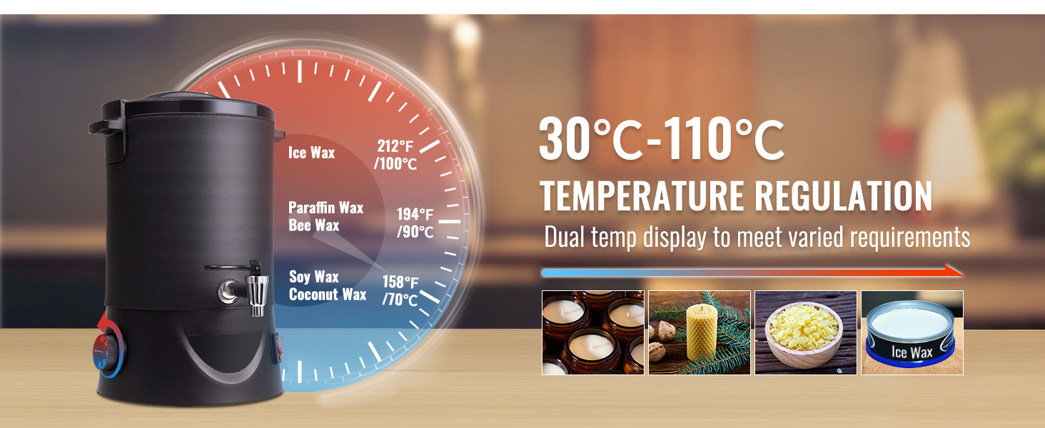 Воскоплав VEVOR з подвійним дисплеєм температури від 30 ℃ до 110 ℃ для різних типів воску.