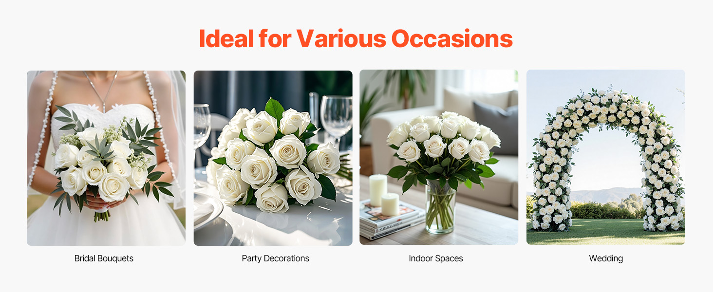 100 White Artificial Roses - Real Touch Velvet Flowers With Wrapping Paper, Fake Roses For Wedding, Valentine's, Mother's Day Decor