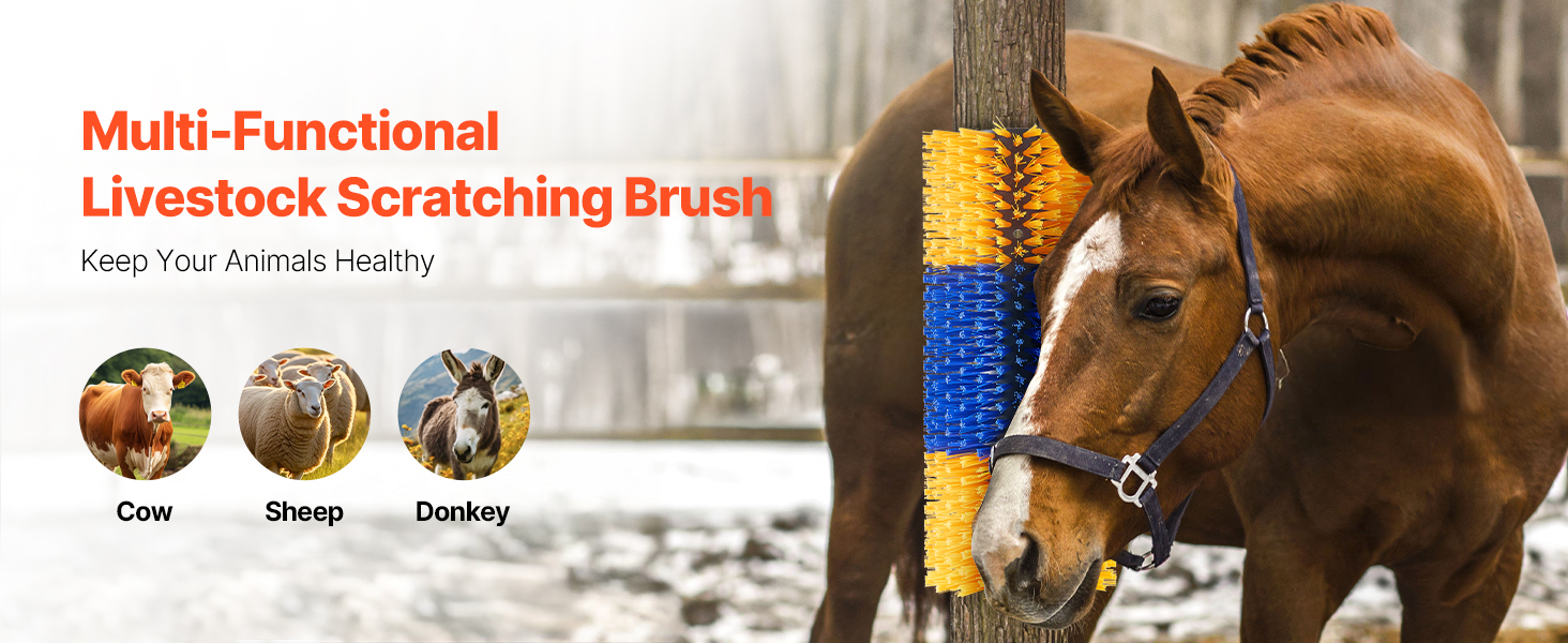 3-Pack Livestock Scratching Brushes - 17.3"x7.8" Itch Relief For Horses/Cattle