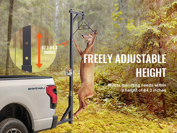 Hitch Deer Hoist VEVOR Hitch Mounted Deer Hoist 500lbs, Capacity ...
