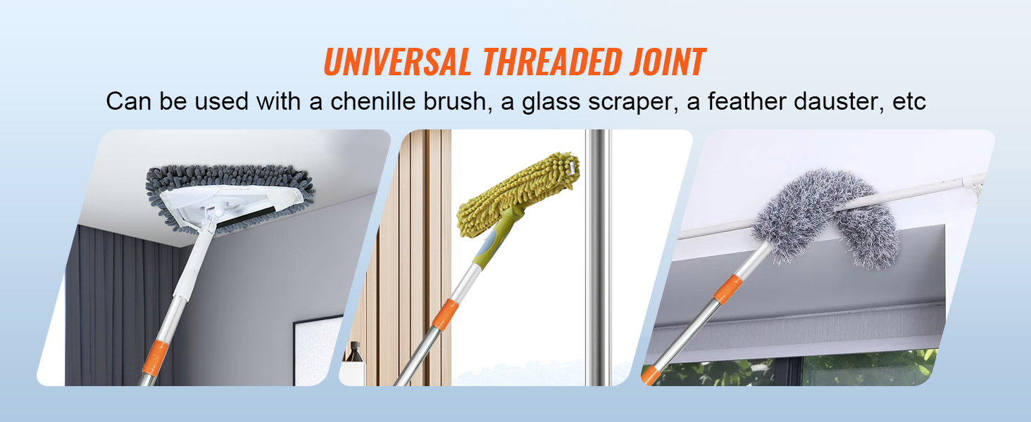 universal threaded joint for chenille brush, glass scraper, feather duster, compatible with VEVOR manual pole saw.