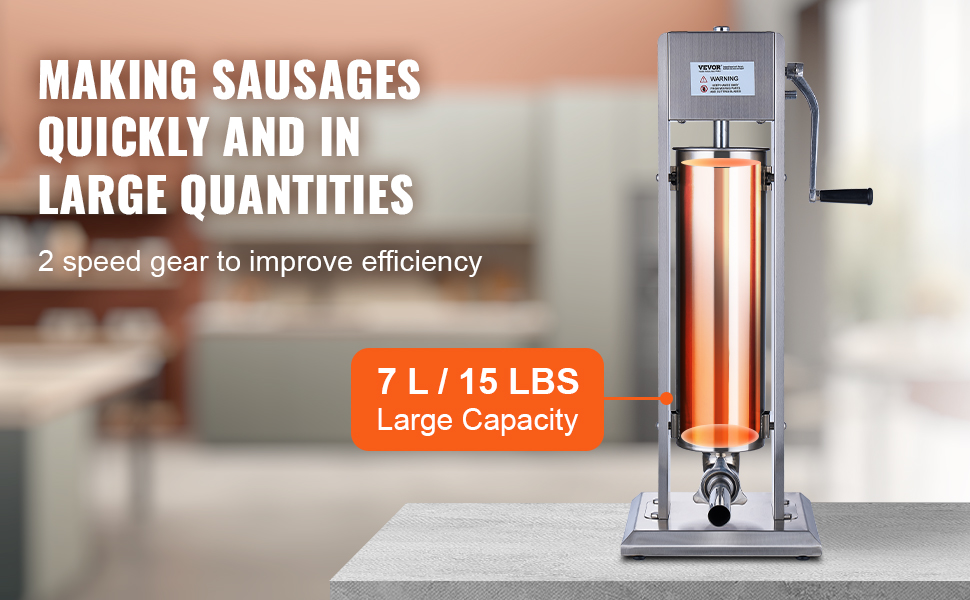 VEVOR 5L Poussoir à Saucisses Manuel Machine à Saucisson Verticale Inox 4 Tubes