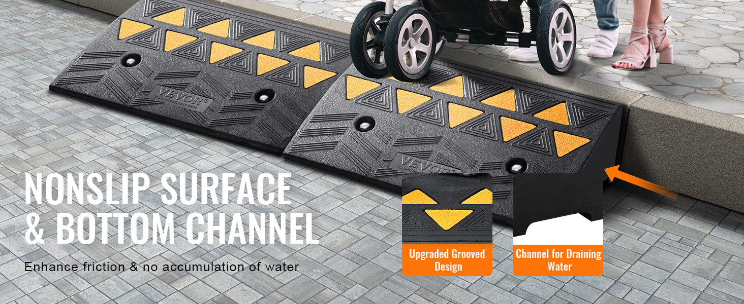 VEVOR Rubber Curb Ramp 2 Pack, 12.7 cm Rise Height Heavy-Duty 15 tons ...