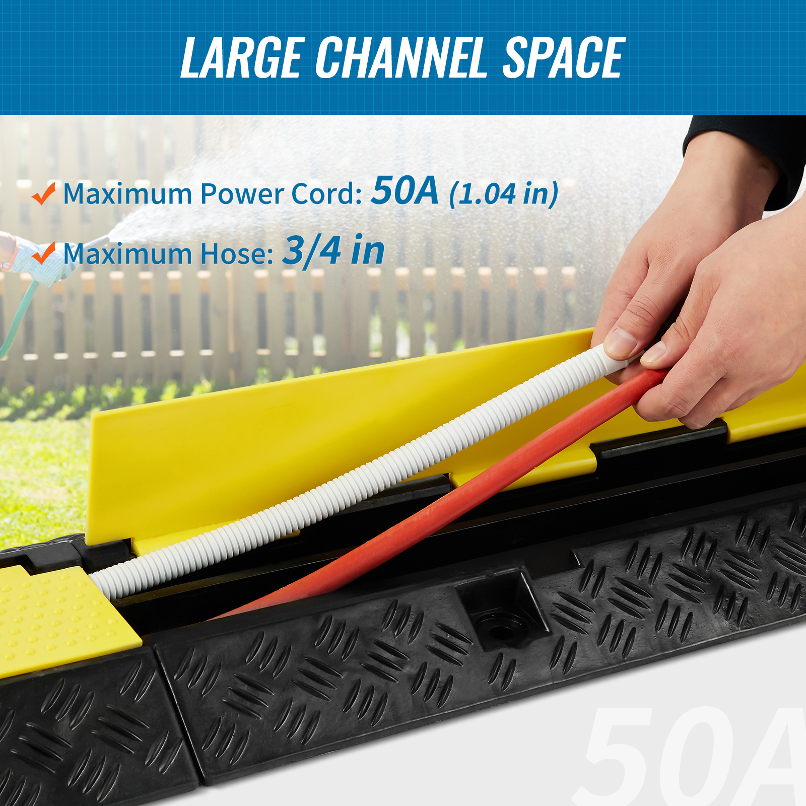 VEVOR 3 PCs Cable Protector Ramp 2 Channel 12000 lbs Load Wire Cable ...