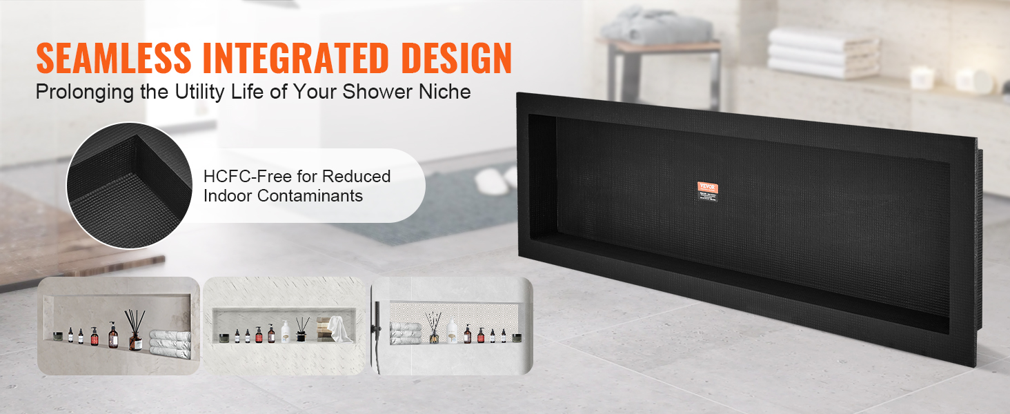 VEVOR Shower Niche Ready for Tile 16" x 50", Single Shelf Organizer ...