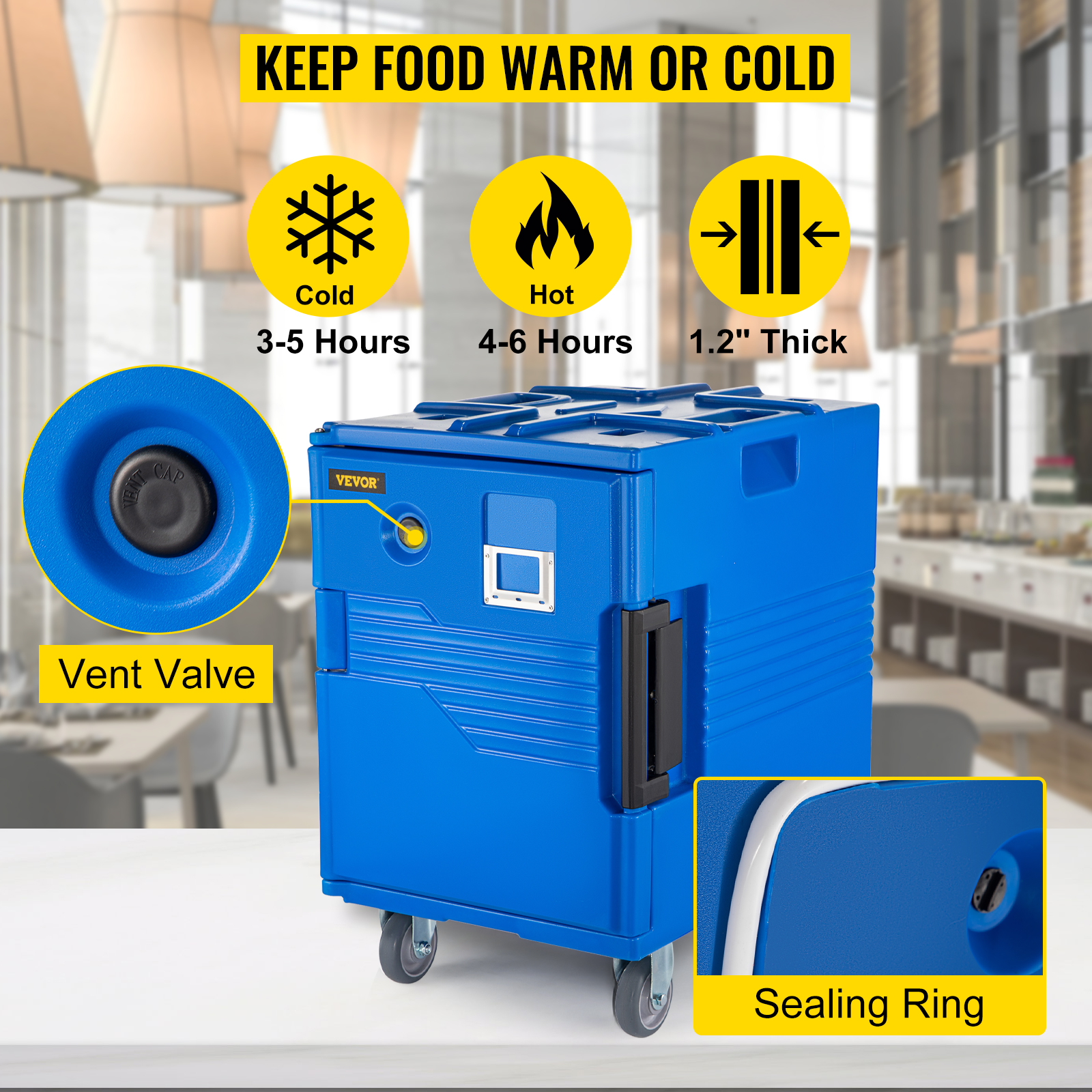 VEVOR Insulated Food Pan Carrier, 82 Qt Hot Box for Catering, LLDPE ...