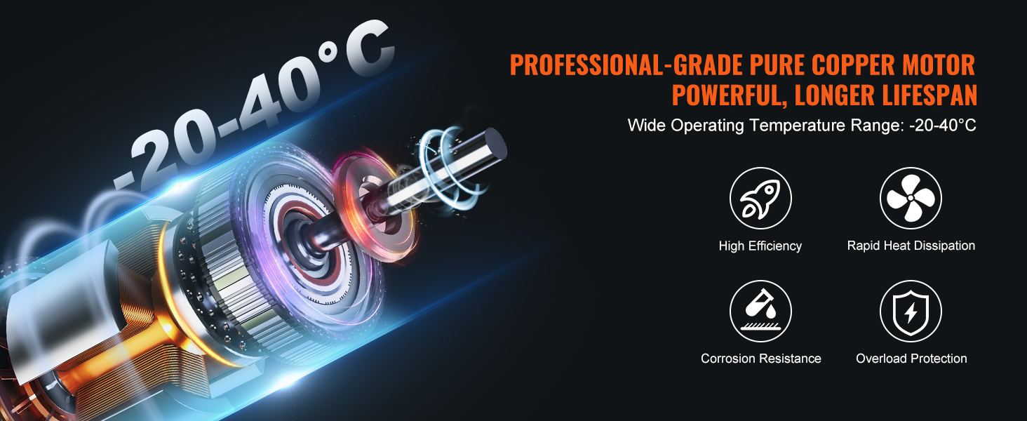 pure copper motor for VEVOR indoor air curtain, high efficiency, rapid heat dissipation, -20 to 40°c.