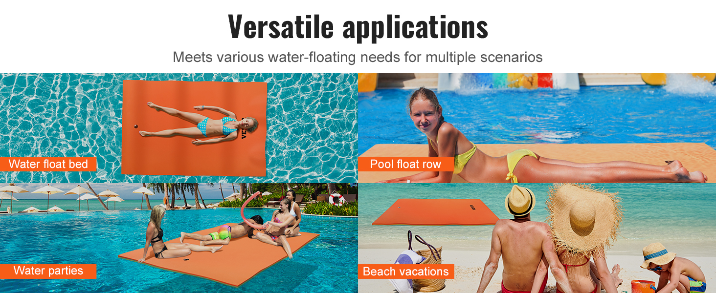 VEVOR Lily Pad Floating Mat, Large 9x6 FT Floating Water Pad, 3-Layer ...