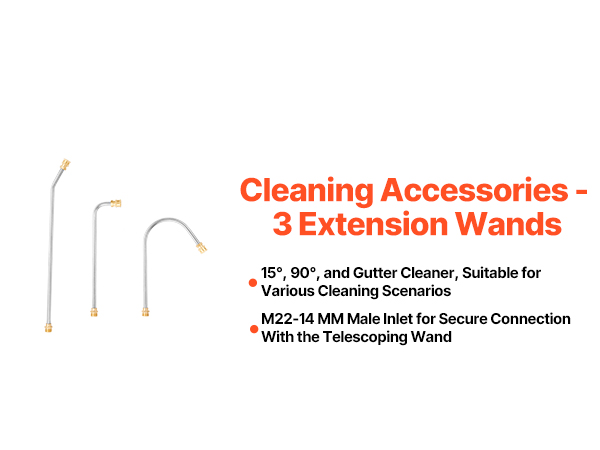 24ft Telescoping Pressure Washer Wand – Extension Wand With Nozzles & Brush For Gutters & More
