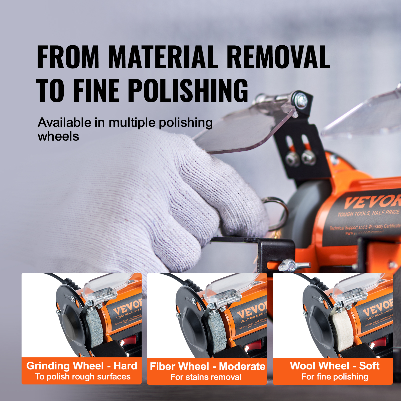 VEVOR Bench Polisher & Buffing Machine for Metal/Jewelry/Wood - With ...