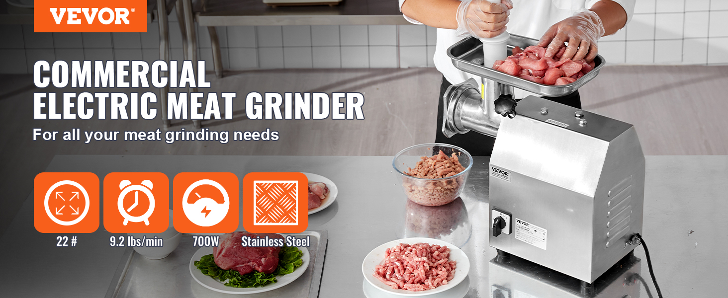 VEVOR Commercial Electric Meat Grinder 21 Lbs/Min Sausage Stuffer Maker Kitchen