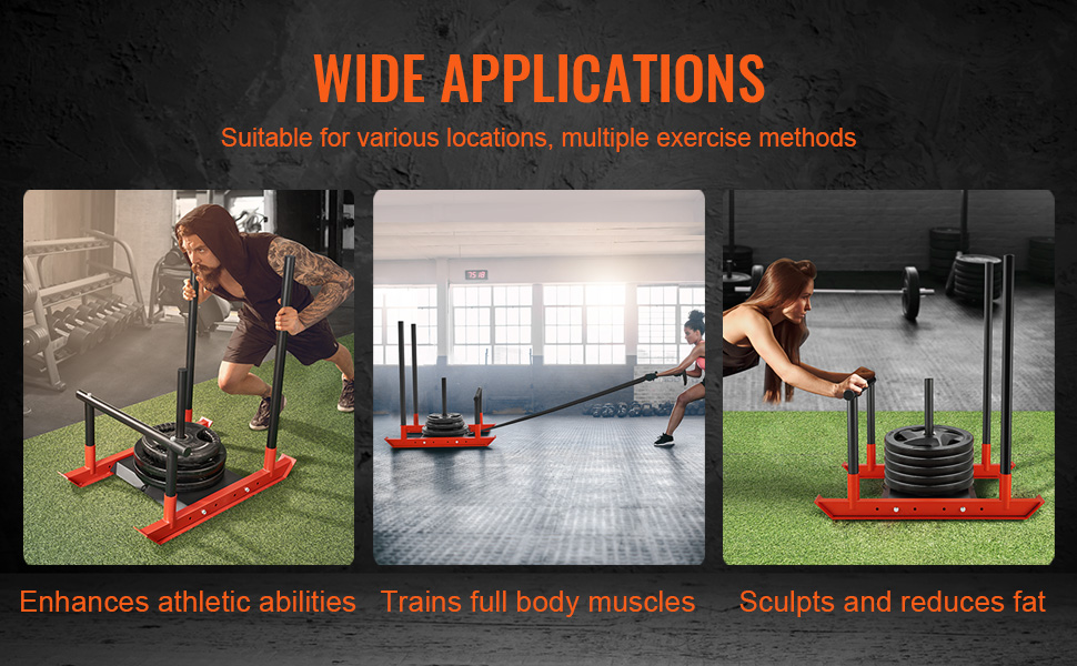 VEVOR Weight Power Pull Push Sled Workout Fitness Strength Speed Training Sled Black - View #10