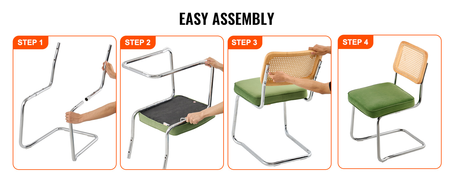 Set De 4 Chaises De Jardin En Rotin VEVOR - Avec Coussins Vert Velours - Pour Terrasse, Salle à Manger D'extérieur - Neuf