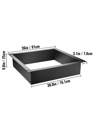VEVOR fire pit ring with dimensions 36in x 30in x 9.8in in black.