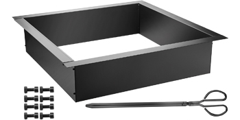 VEVOR fire pit ring with metal tongs and connectors on a white background.
