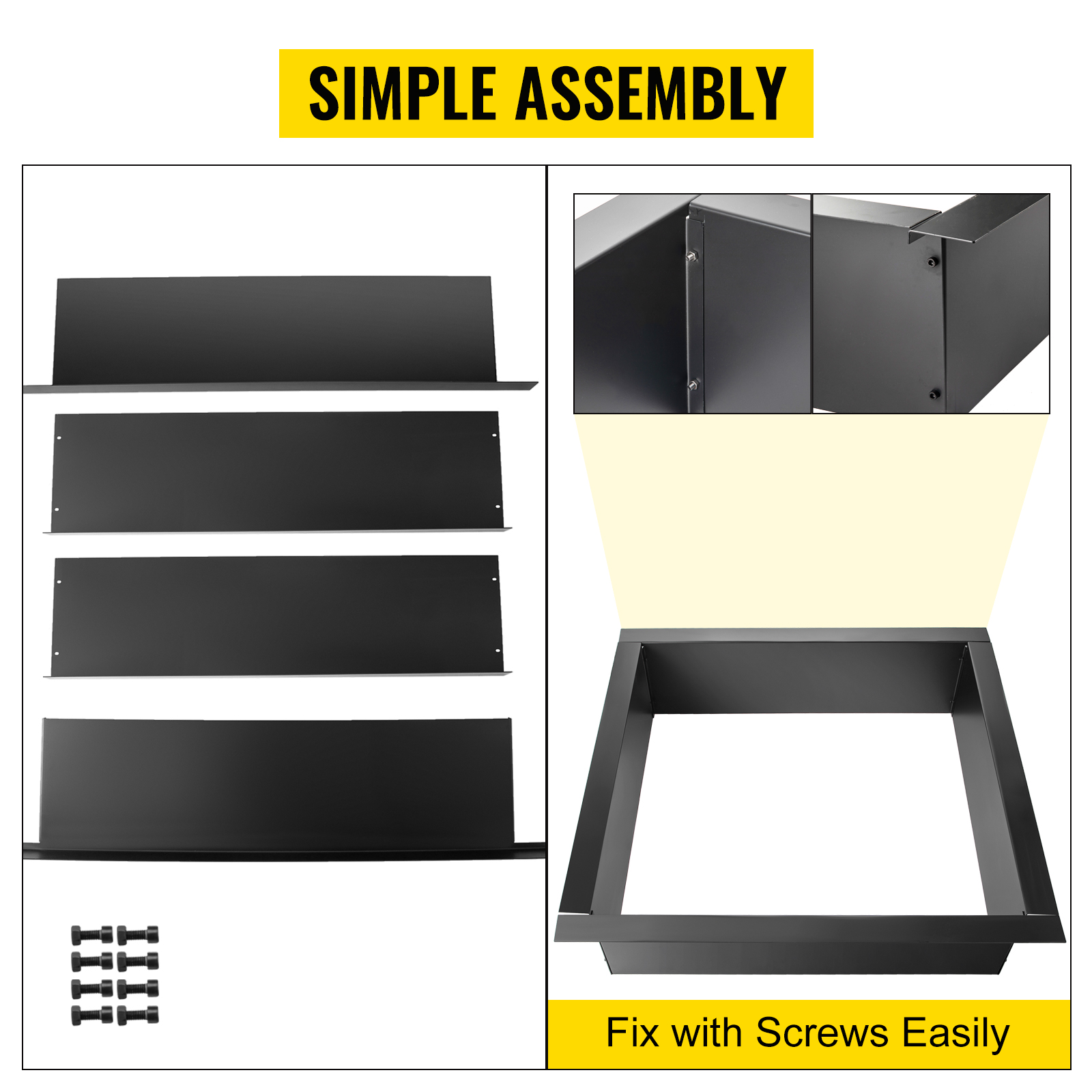 VEVOR fire pit ring with simple assembly, fix with screws.