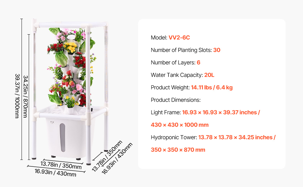 VEVOR Hydroponic Growing System with Grow Light 30 Pods Hydroponic ...