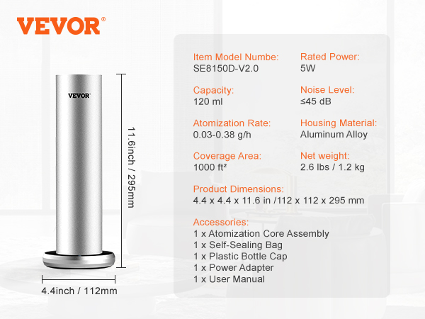 VEVOR Scent Air Machine for Home, 120ml Bluetooth Smart Cold Air ...