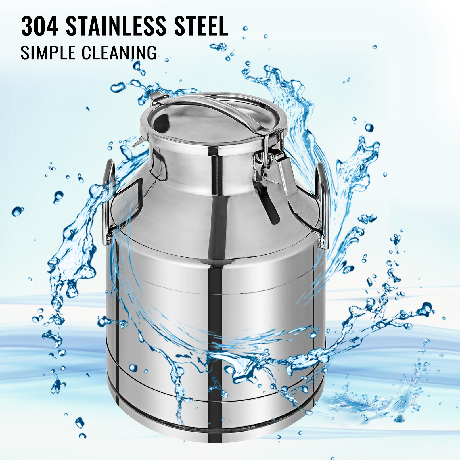 VEVOR 20L Milk Can Bucket Stainless Steel 304 W/Lid Cow Dairy Goat ...