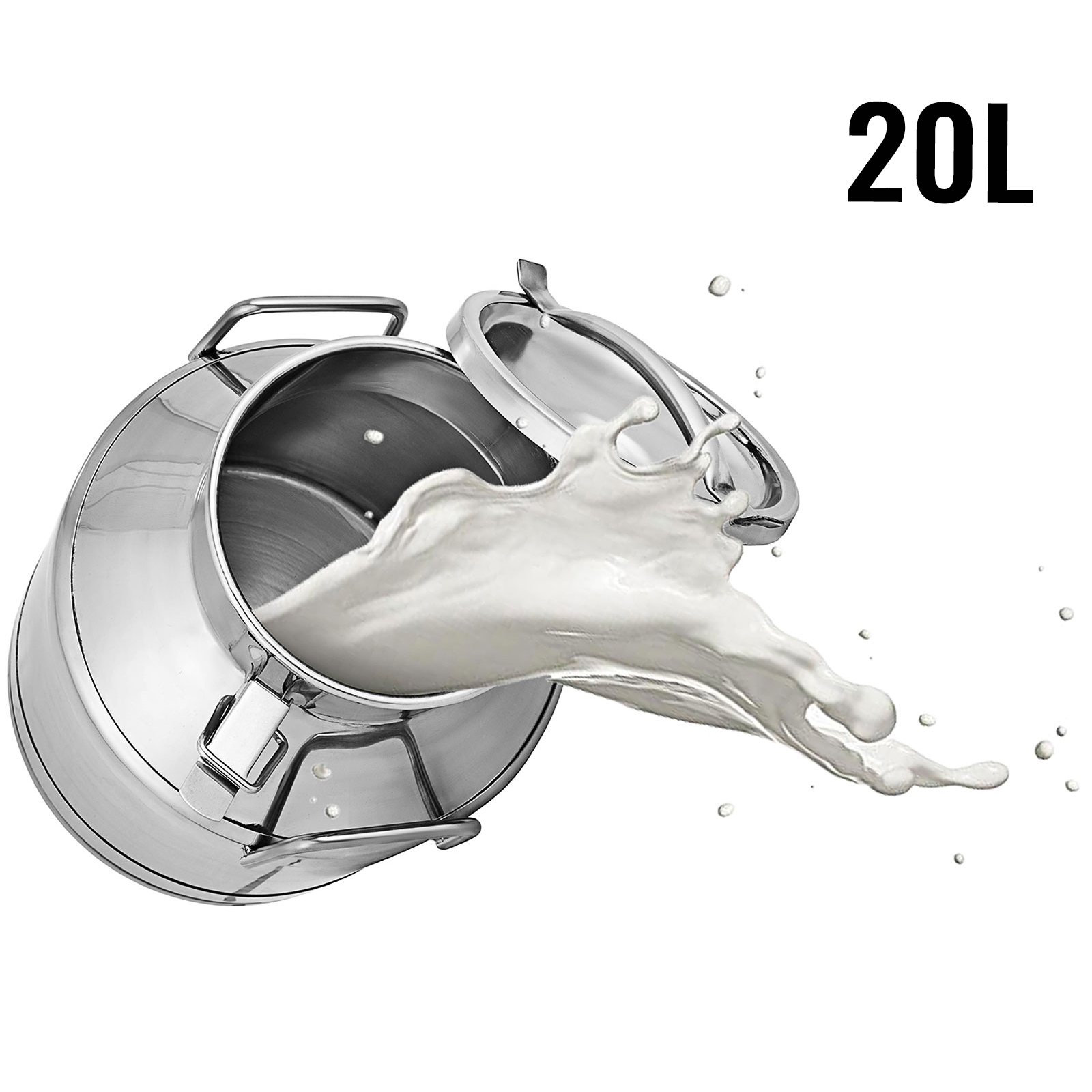 VEVOR 20L Milk Can Bucket Stainless Steel 304 W/Lid Cow Dairy Goat ...