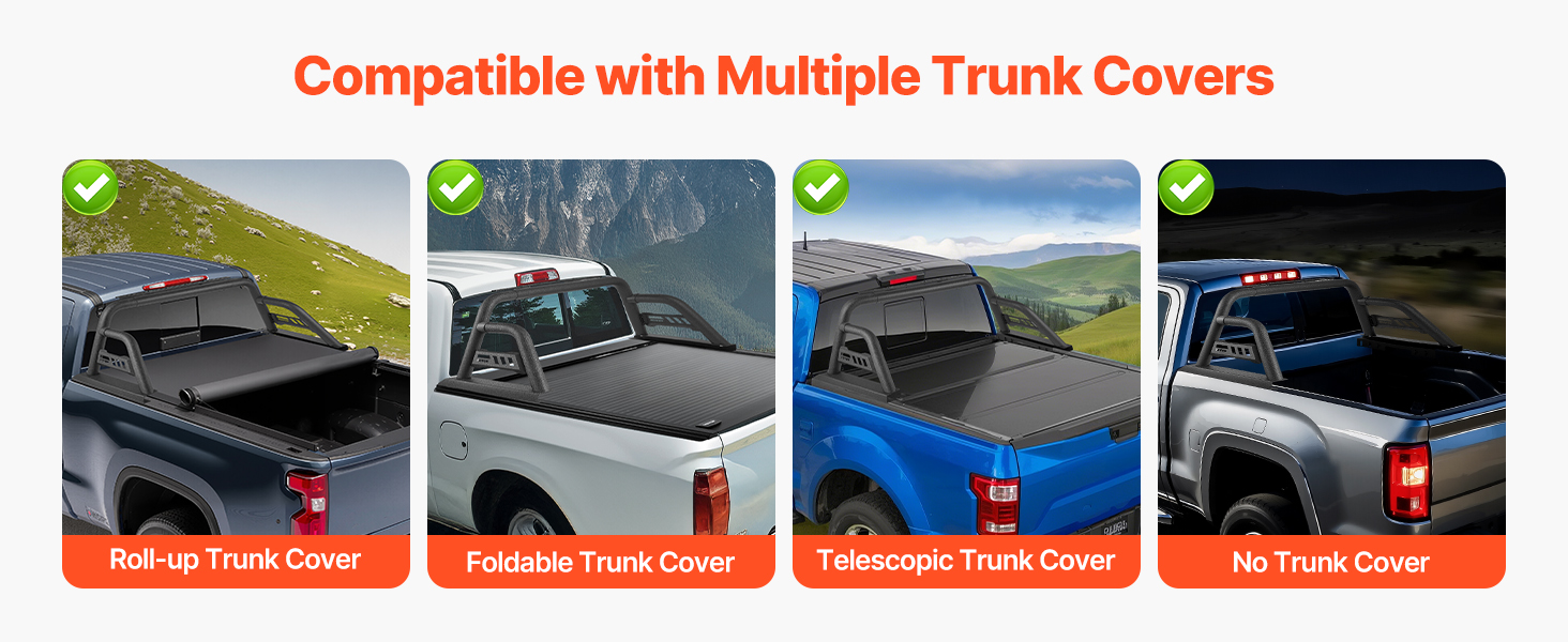 FOR PICKUP TRUCK Adjusable Chase Rack Roll Bar With 3rd Brake Lamp+LED+Amber GGH $489.00