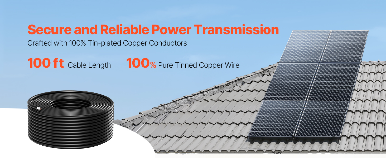 Câble Extension Solaire 30m - 10 AWG, IP67, 1500V - Connecteurs MC4 Mâle/femelle - Pour Panneaux, Camping-car, Bateau - 4