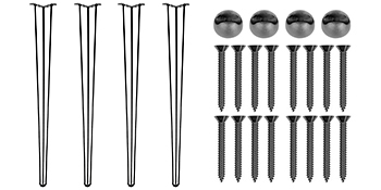 VEVOR hairpin tafelpotenset met schroeven en beschermende vloermatten.