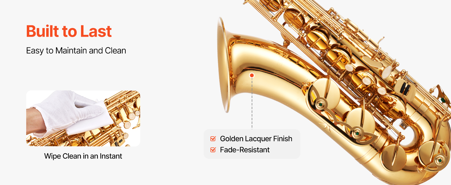 Gold Brass Tenor Saxophone B Flat Sax Beginner Kit with Case Straps Mouthpiece
